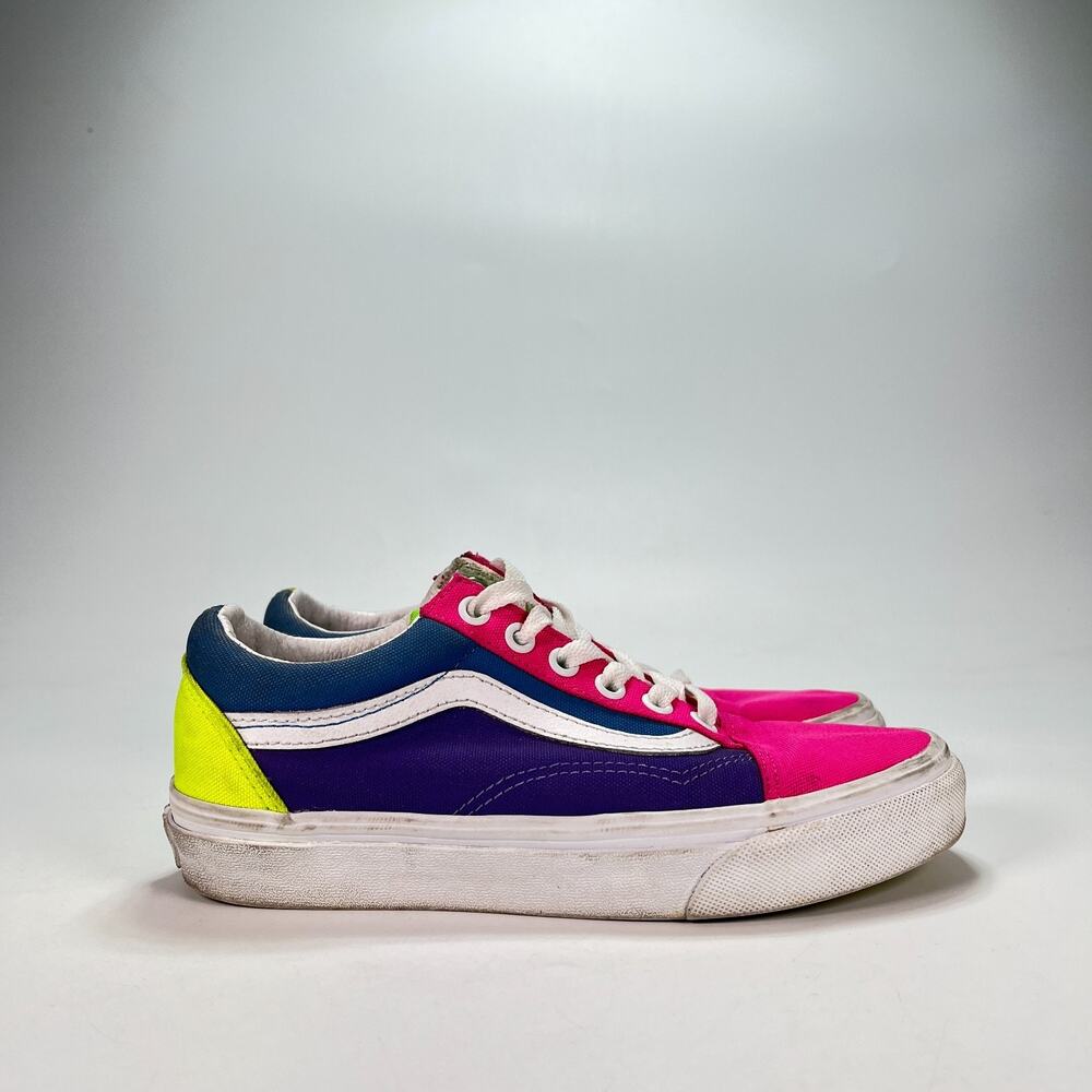 Vans Old Skool Neon Color Block Canvas Low Top Skate Shoes 500714 Women's Size 6